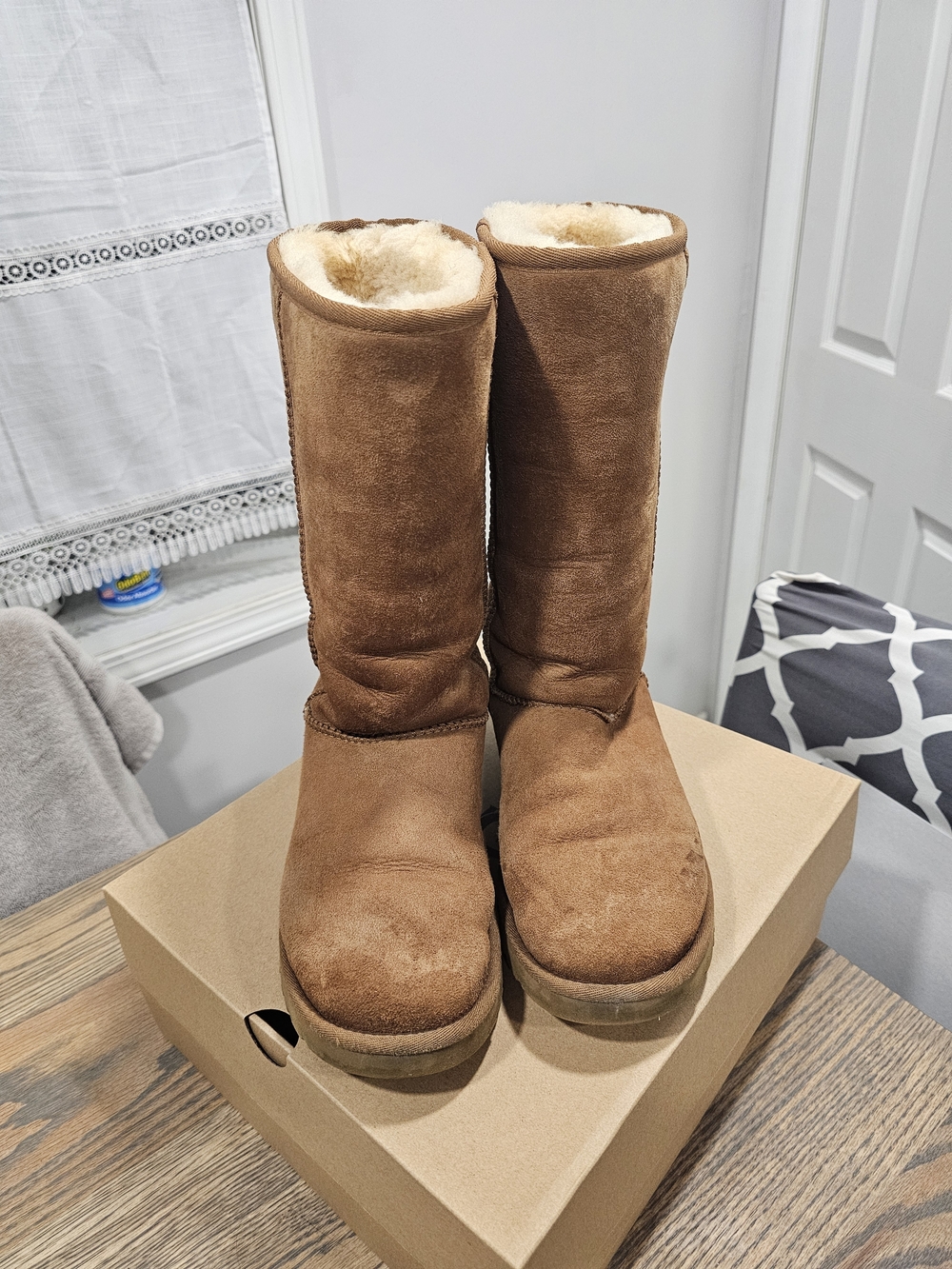 UGG Chestnut Sheepskin-Lined Slip-On Boots